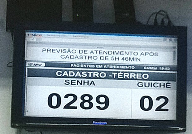 Monitor mostra tempo de espera no Sabará (Arquivo Pessoal)