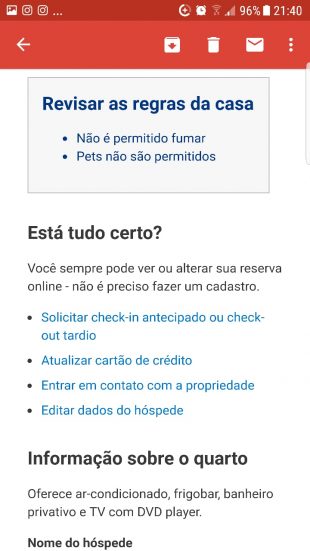 Print da tela de Priscilla com as informações sobre fumantes e pets